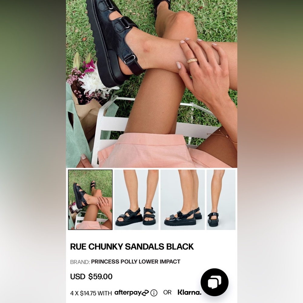 NWOT Rue Chunky Sandals in Black - Princess Polly